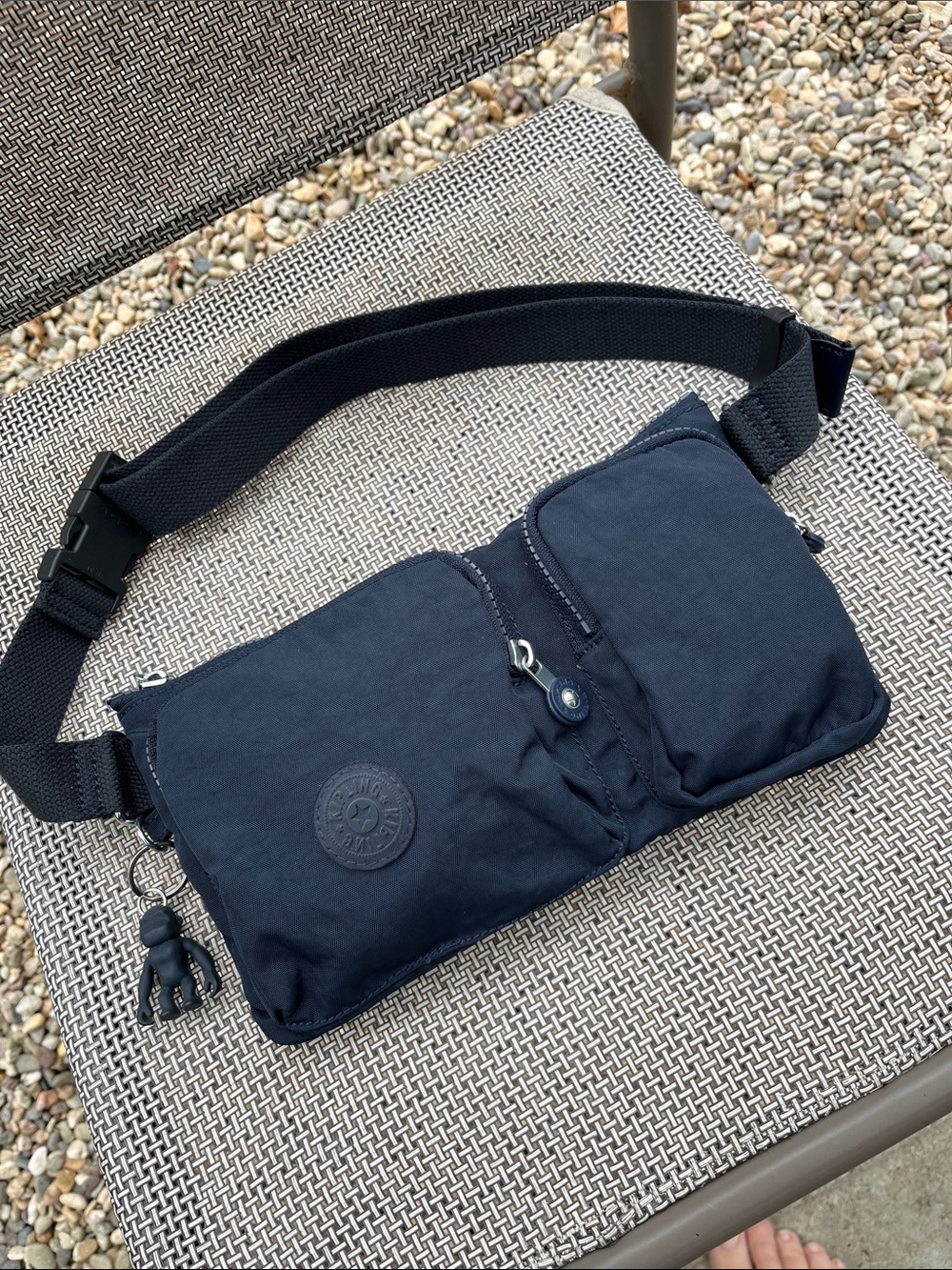 Kipling Black Nylon Crossbody Belt Bag with Monkey Charm - Picture 6 of 11